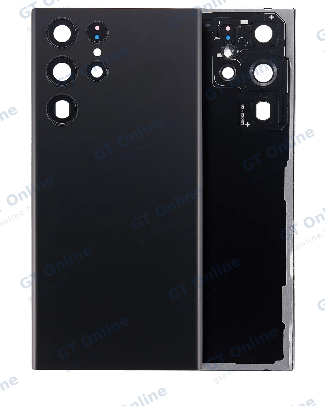 Vitre arrière pour Samsung Galaxy S22 Ultra 5G (sans logo, compatible premium, noir fantôme)