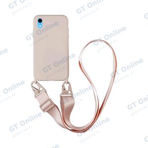 Coque Silicone avec Bandoulière Apple iPhone XR (#4) Rose Gold