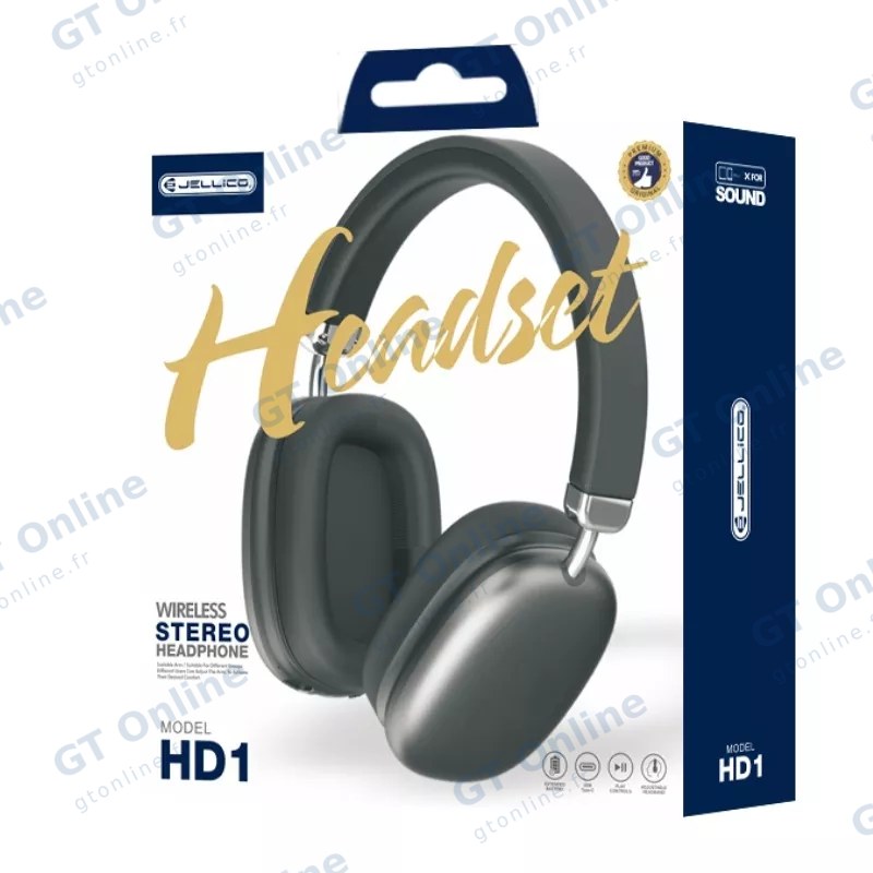 Casque audio sans fil Bluetooth JELLICO HD1 — noir