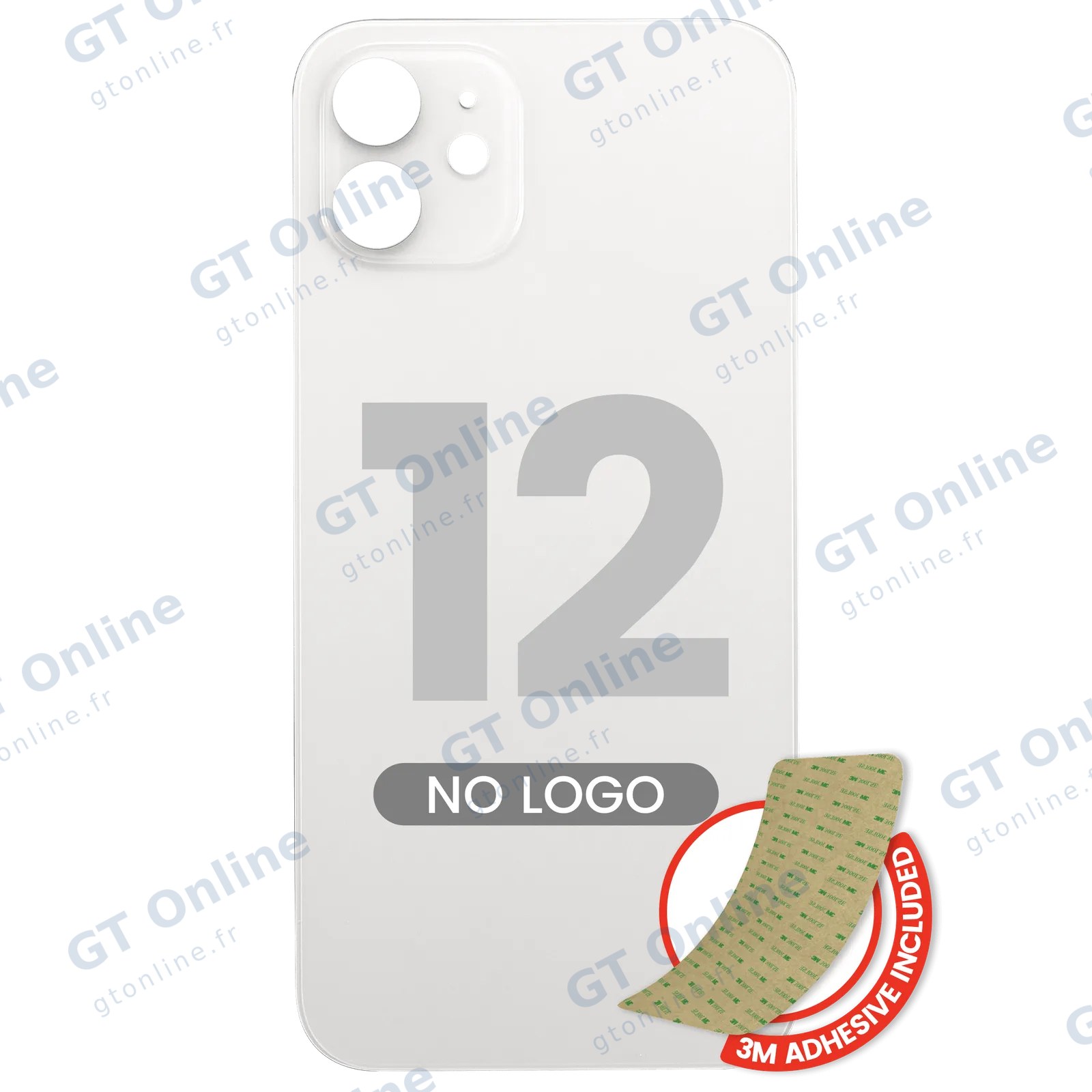 Vitre arrière pour Apple iPhone 12 (No Logo / Large Camera Hole, blanc)