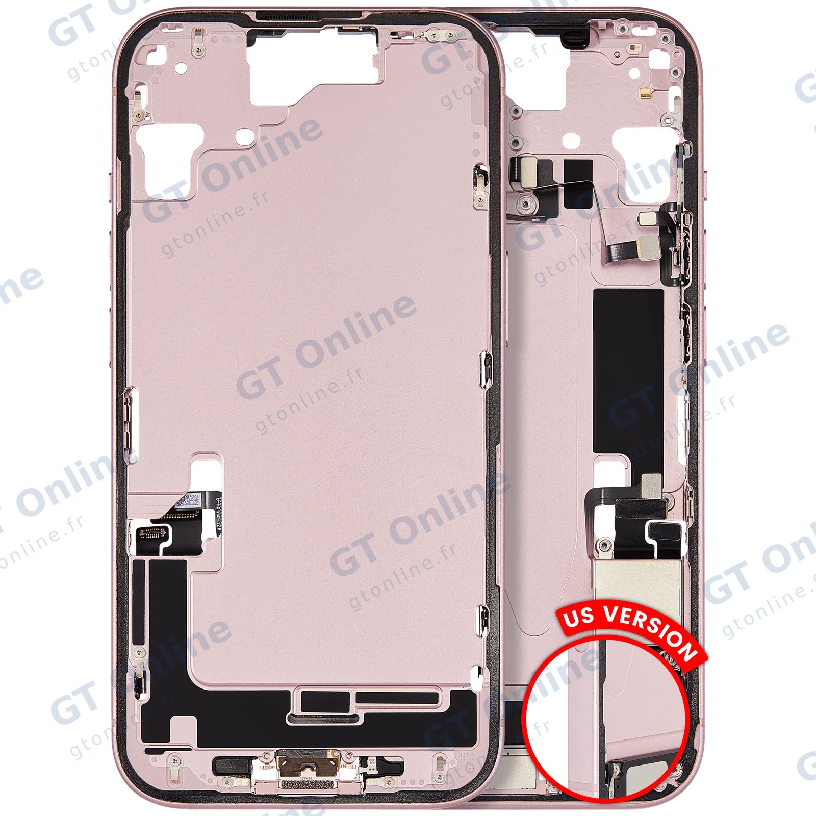 Châssis pour Apple iPhone 15 (version US, origine d'occasion — grade A, rose)