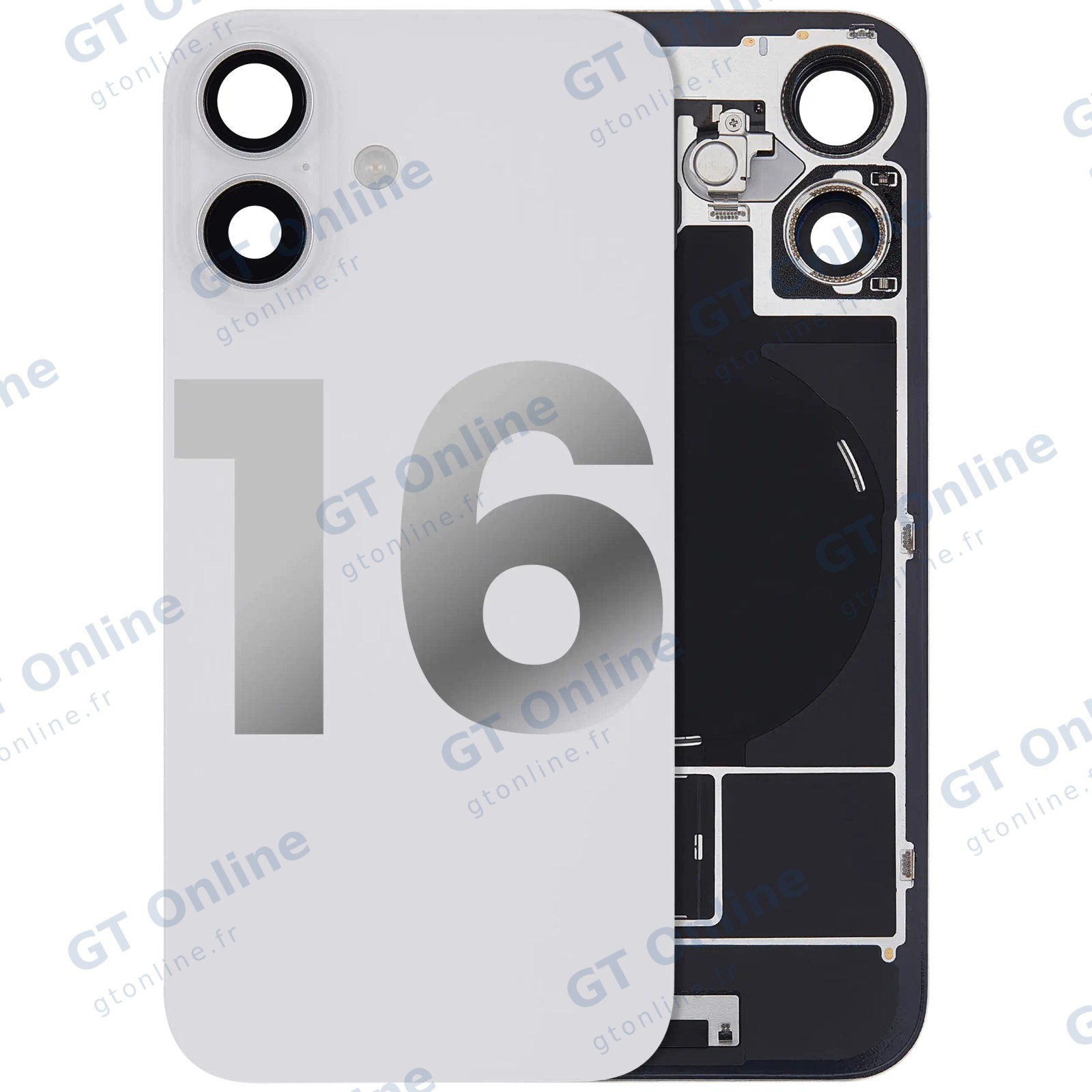 Vitre arrière pour Apple iPhone 16 (origine d'occasion — grade B, blanc)