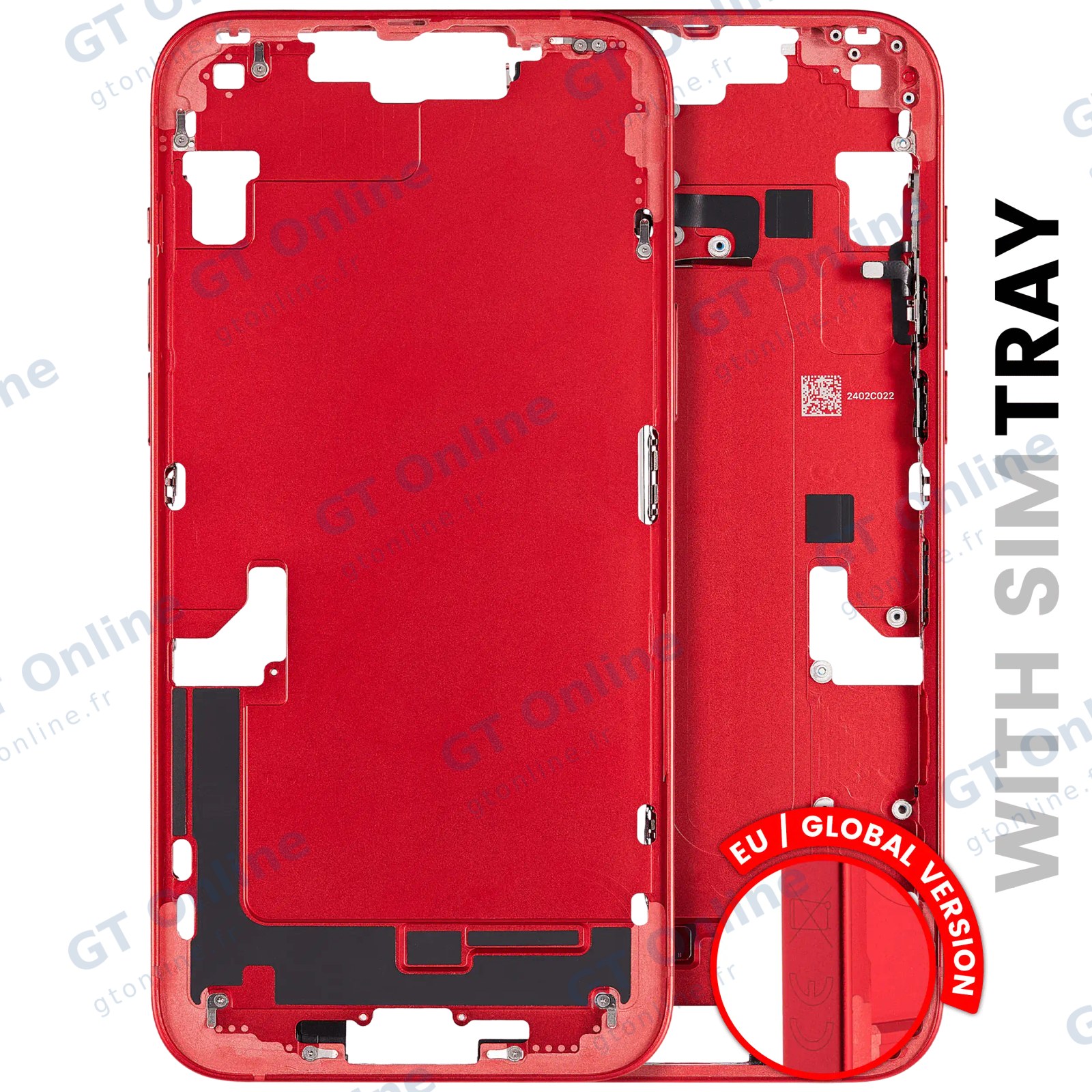 Châssis pour Apple iPhone 14 Plus (version EU, origine d'occasion — grade B, rouge) — Châssis central avec petites pièces