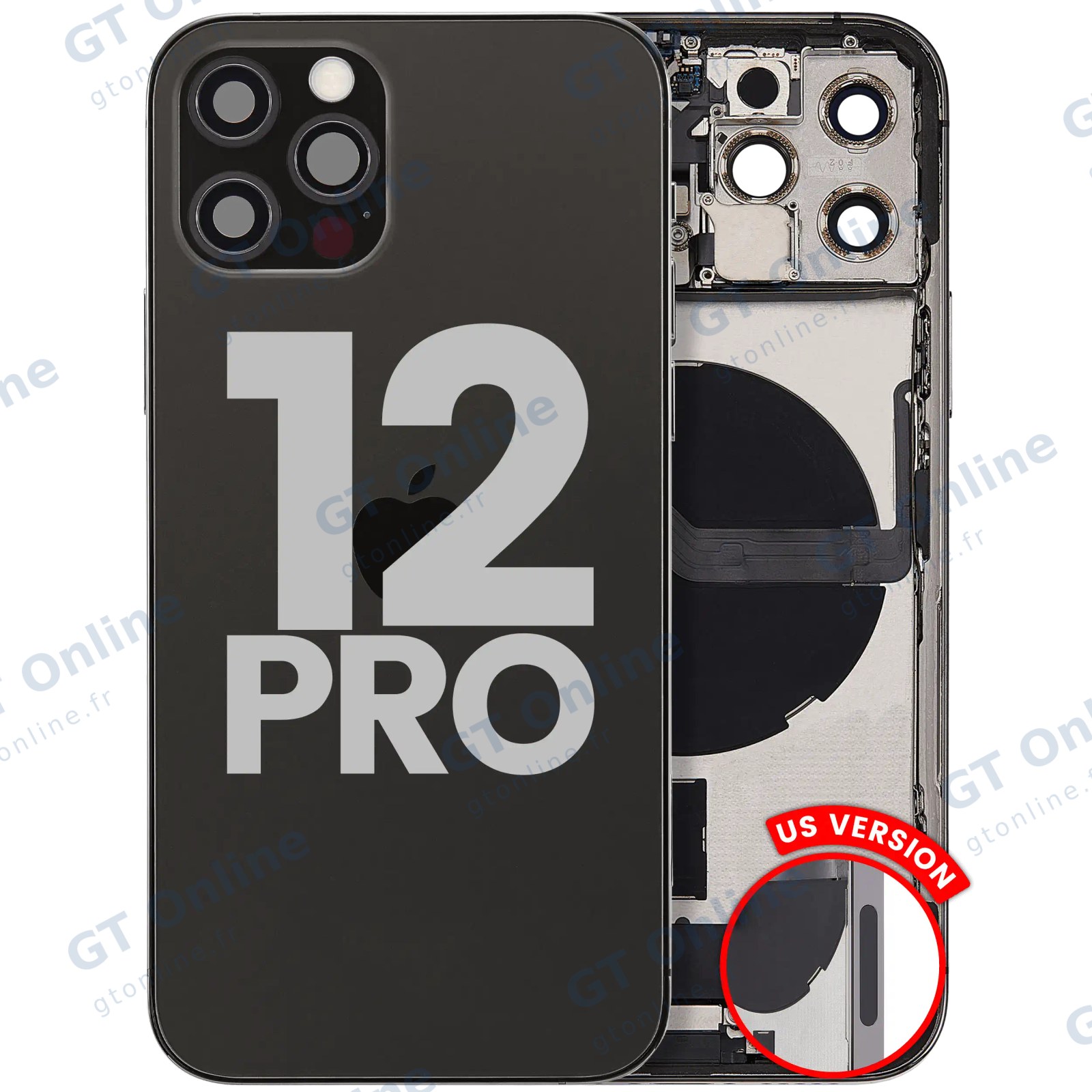 Châssis pour Apple iPhone 12 Pro (version US, origine d'occasion — grade B, graphite)