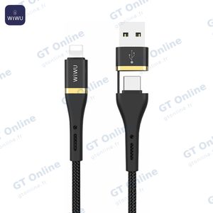 Câble Data Multi Wiwu USB + Type-C vers Lightning (1.2m) ED-105 Noir