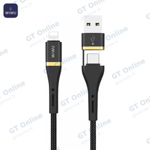 Câble Data Multi Wiwu USB + Type-C vers Lightning (1.2m) ED-105 Noir
