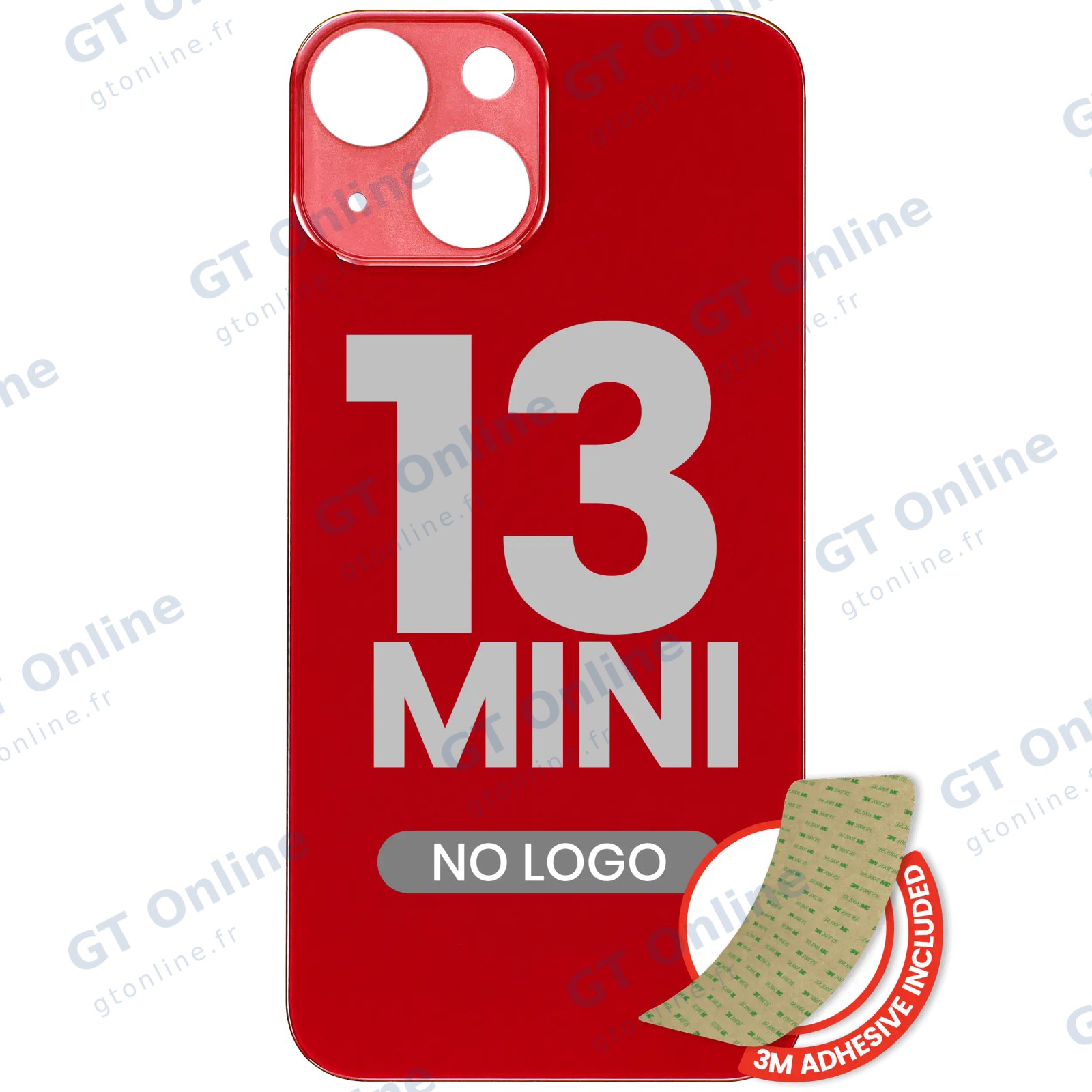 Vitre arrière pour Apple iPhone 13 Mini (No Logo / Large Camera Hole, rouge)