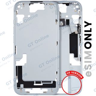 Châssis pour Apple iPhone 15 (version US, origine d'occasion — grade B, bleu)