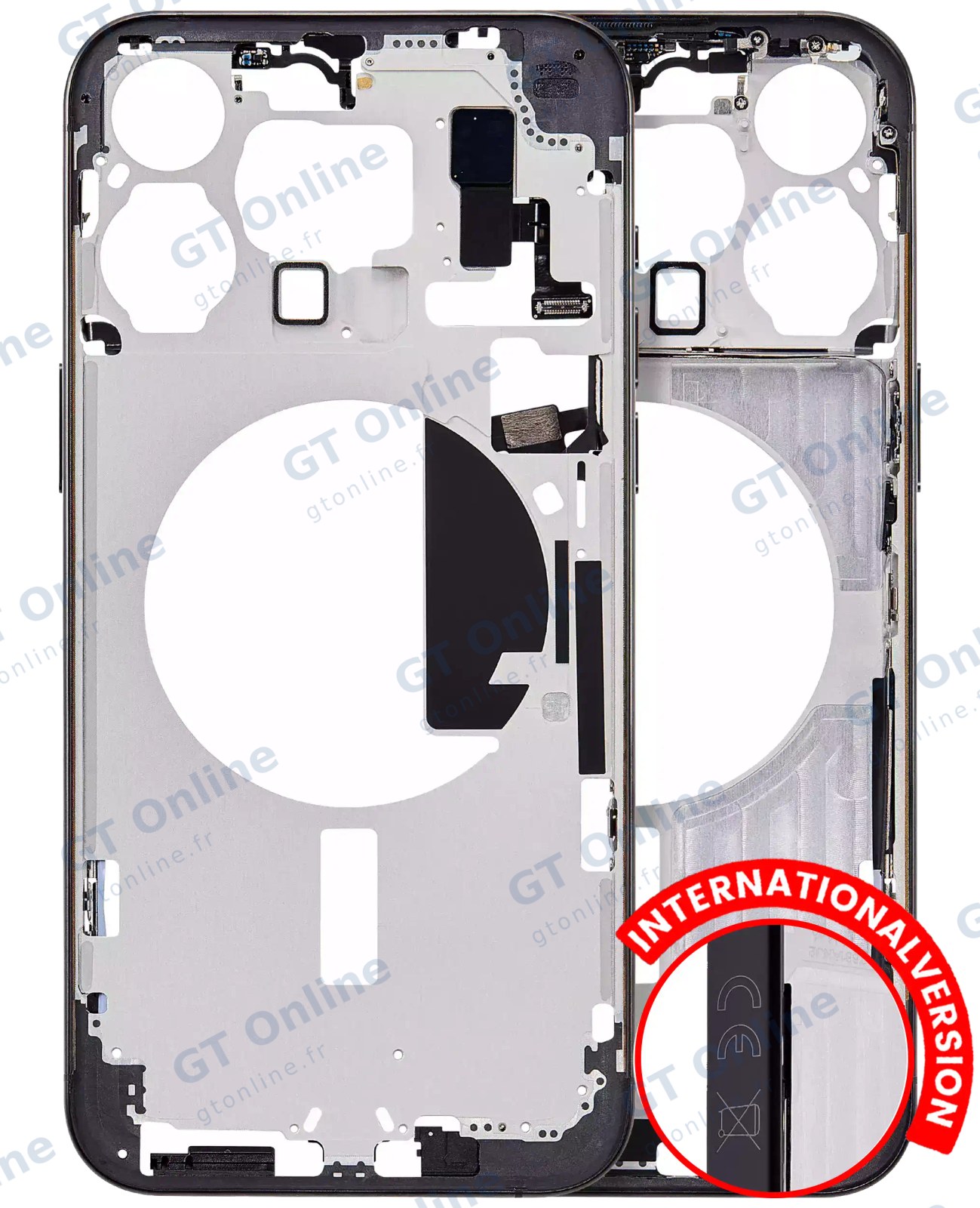 Châssis pour Apple iPhone 15 Pro Max (version EU, compatible premium, titane noir)