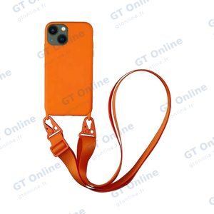 Coque Silicone avec Bandoulière Apple iPhone 13 (#13) Orange