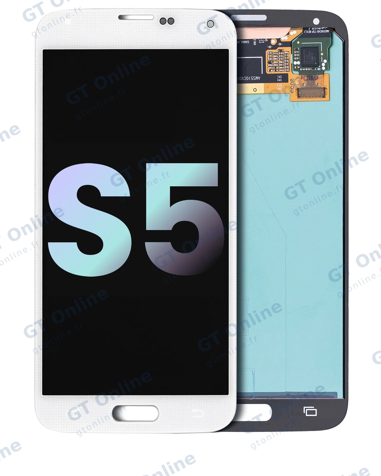 Écran OLED sans châssis pour Samsung Galaxy S5 (pack service origine, blanc)