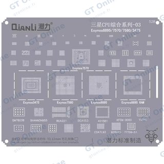Pochoir de rebillage Qianli Bumblebee QS528 Samsung CPU 03 — Exynos 8895 / 7570 / 7580 / 3475
