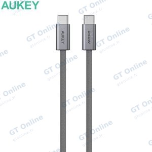Câble Data USB-C vers USB-C AUKEY CB-DCC242 En Nylon Tressé 240W 1.8m Gris