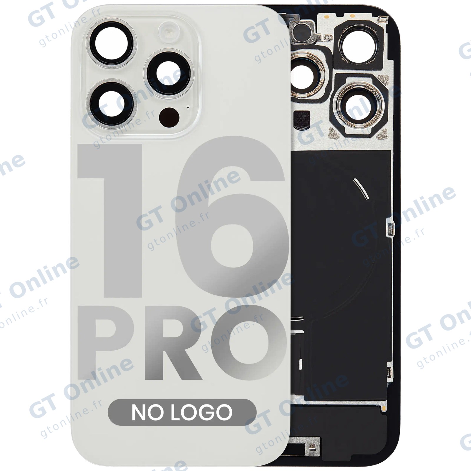 Vitre arrière pour Apple iPhone 16 Pro (sans logo, compatible, White Titanium) — réf. 107082113899