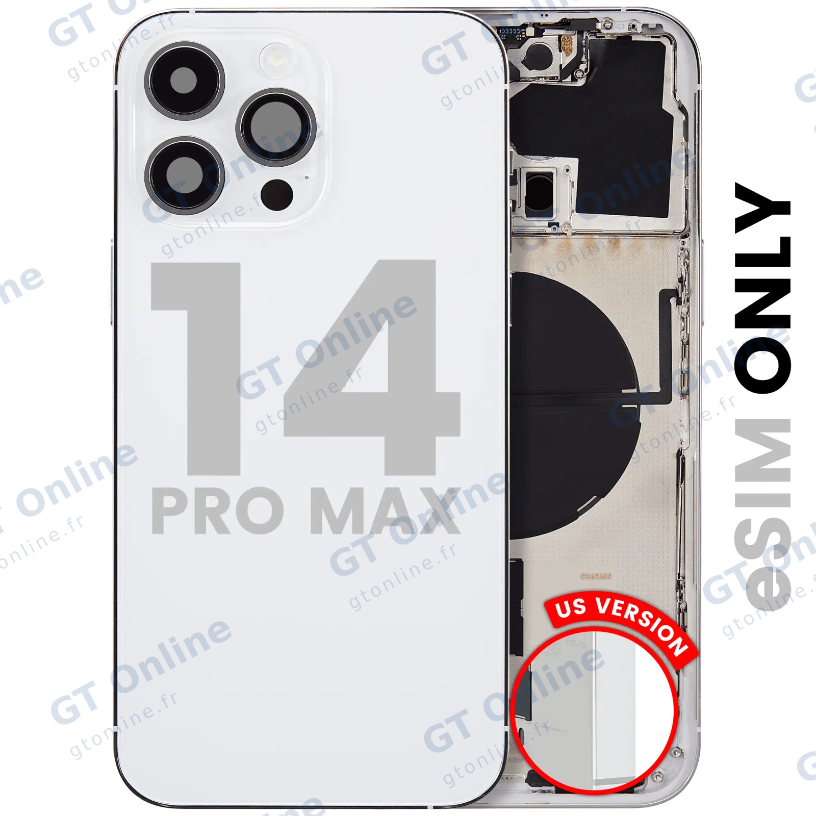 Châssis pour Apple iPhone 14 Pro Max (version US, origine d'occasion — grade A, argent)