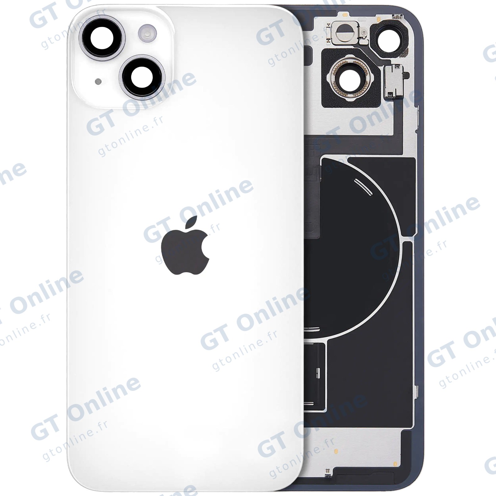 Vitre arrière avec MagSafe, NFC et nappe flash pour Apple iPhone 14 Plus (origine, lumière stellaire)