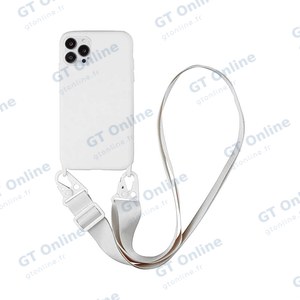 Coque Silicone avec Bandoulière Apple iPhone 14 Pro (#16) Blanc