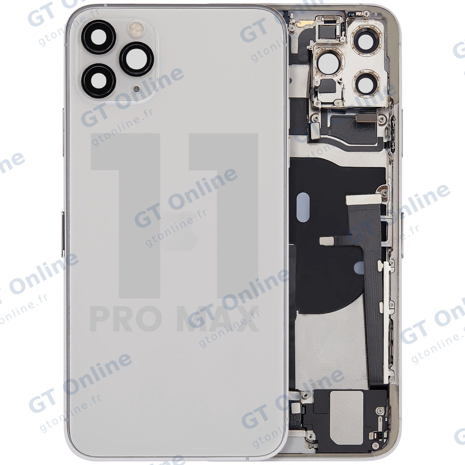 Châssis avec nappe de charge et petits composants pour Apple iPhone 11 Pro Max (origine d'occasion — grade B, argent)