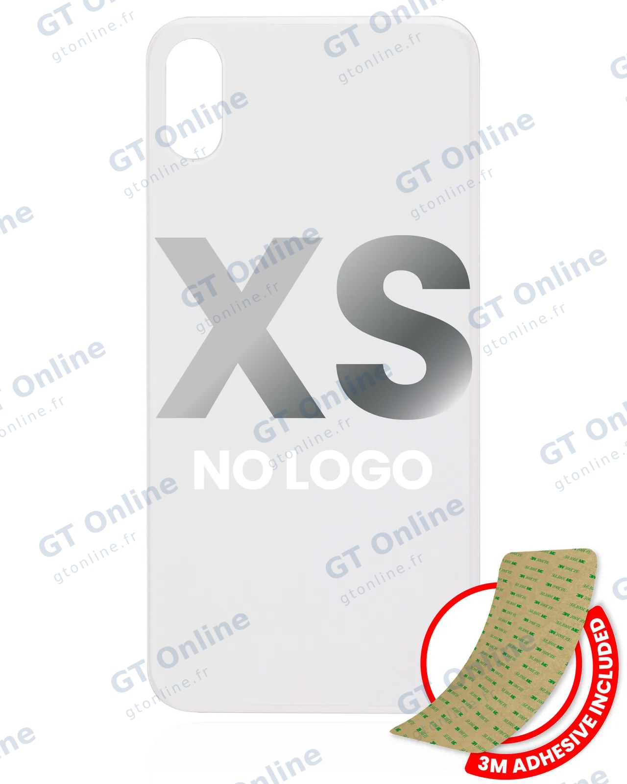 Vitre arrière pour Apple iPhone XS (No Logo / Large Camera Hole, argent)