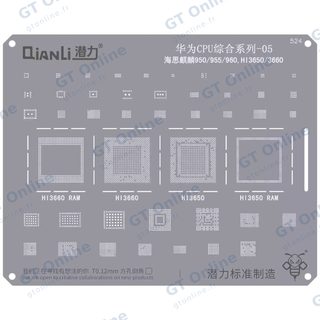 Pochoir de rebillage Qianli Bumblebee QS524 CPU Huawei 05 — Kirin 950/955/960 (HI3650/3660)