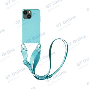Coque Silicone avec Bandoulière Apple iPhone 13 Mini (#7) Bleu Clair