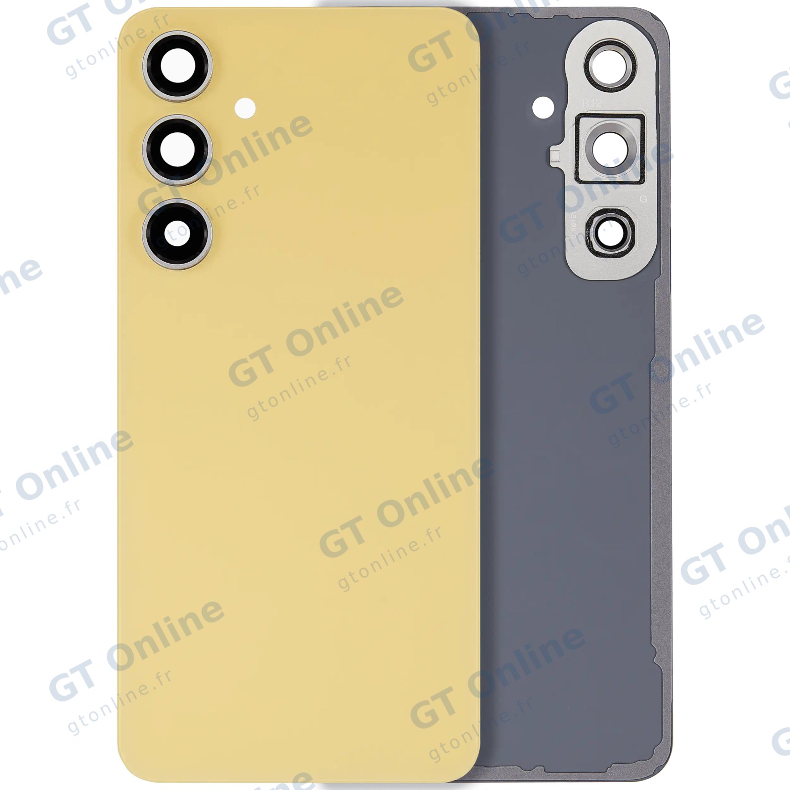 Vitre arrière pour Samsung Galaxy S24 FE (sans logo, compatible premium, jaune)