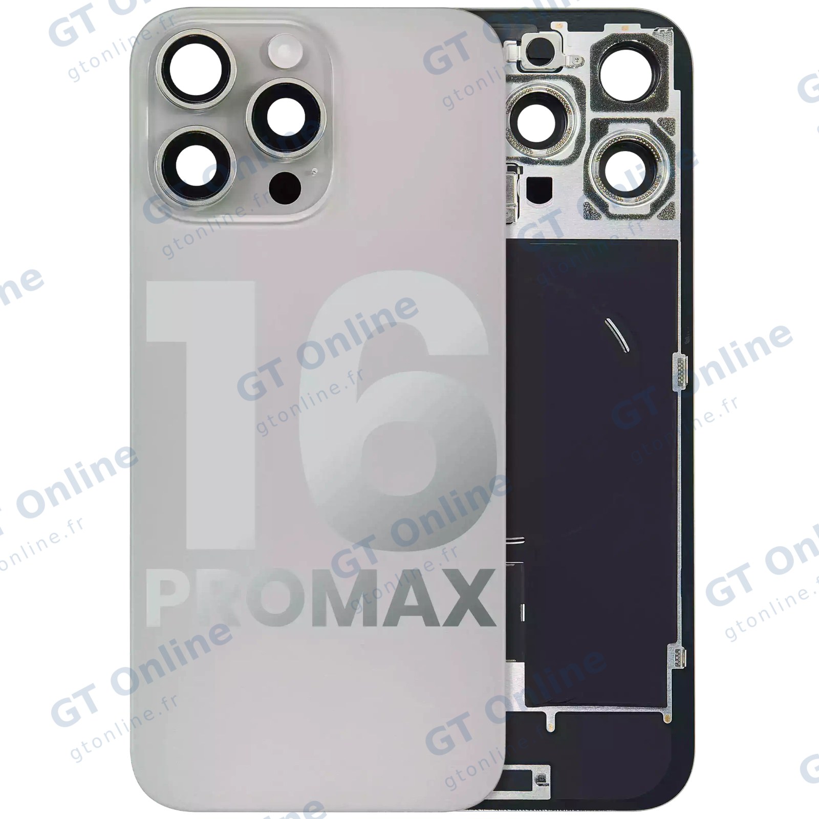 Vitre arrière pour Apple iPhone 16 Pro Max (origine d'occasion — grade A, titane naturel)