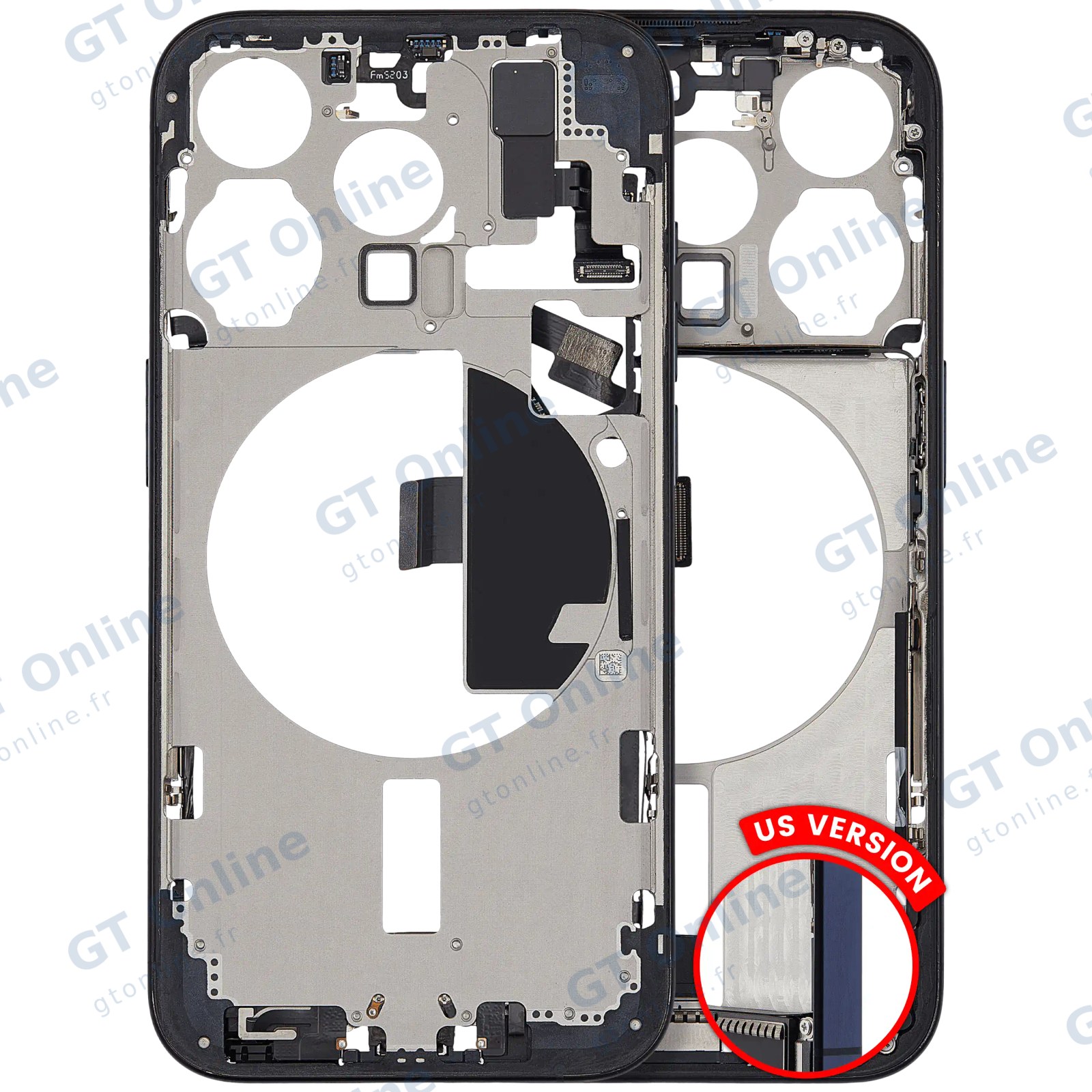 Châssis pour Apple iPhone 15 Pro (version US, origine d'occasion — grade A, Blue Titanium)