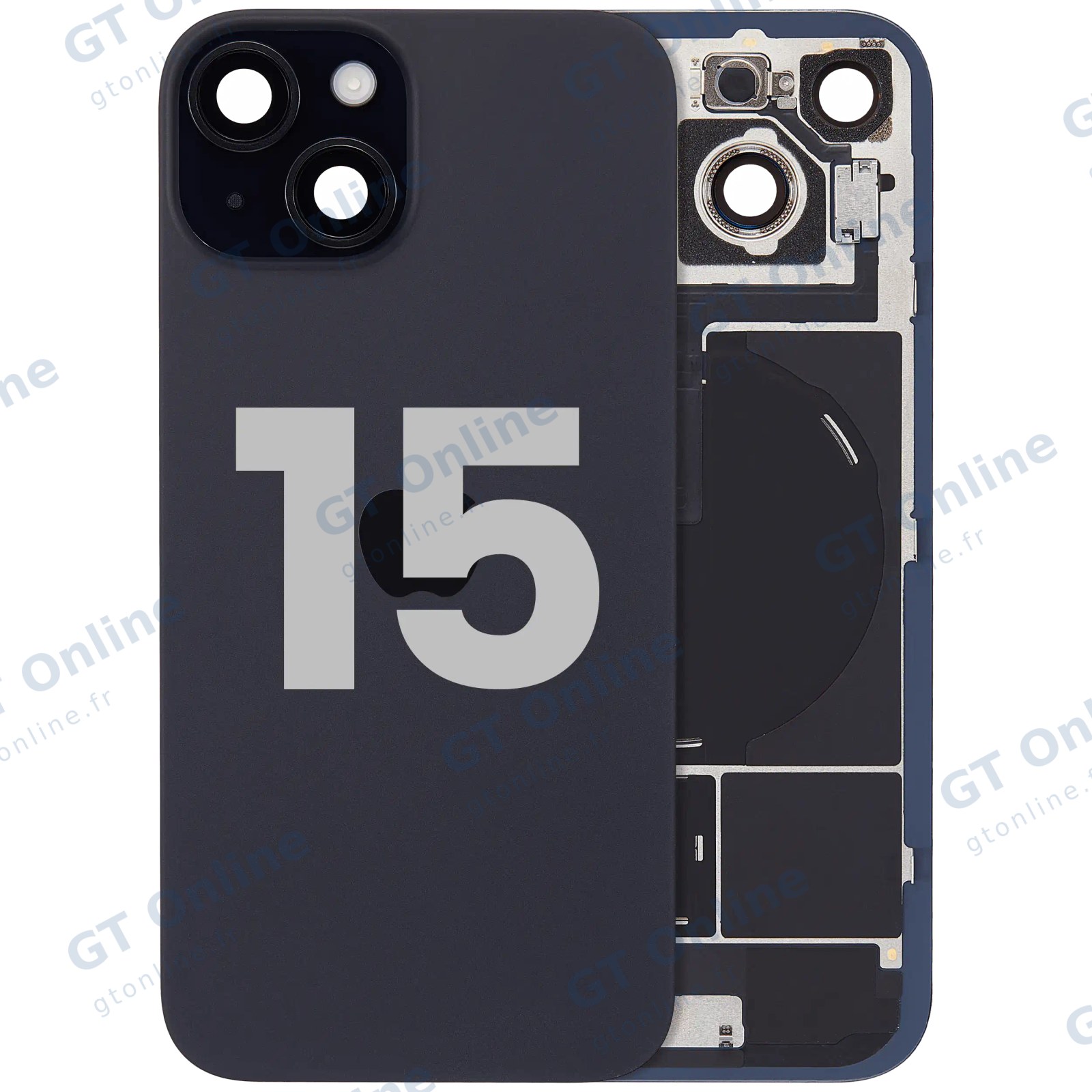 Vitre arrière pour Apple iPhone 15 (origine d'occasion — grade B, noir)