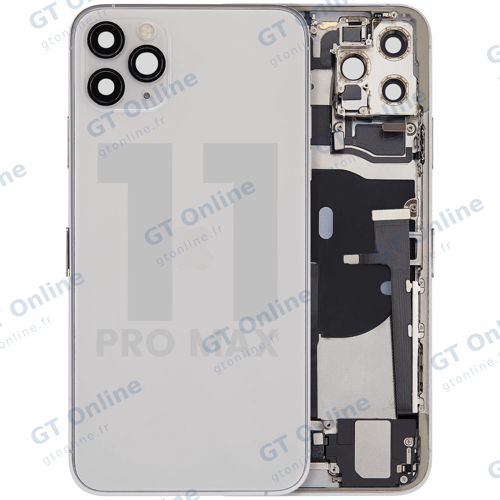 Châssis avec nappe de charge et petits composants pour Apple iPhone 11 Pro Max (origine d'occasion — grade A, argent) — vue 1