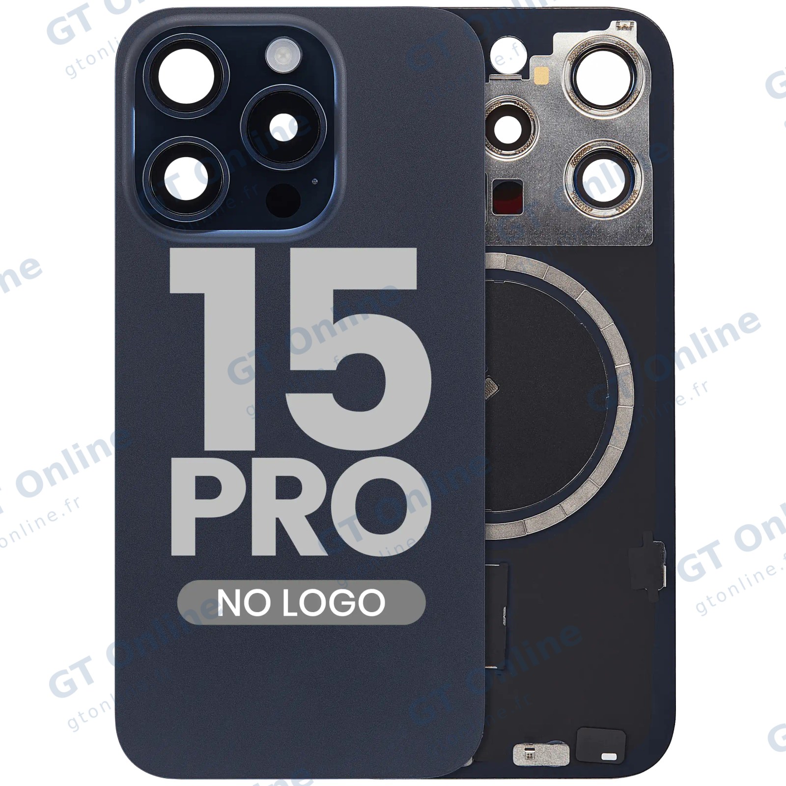 Vitre arrière pour Apple iPhone 15 Pro (sans logo, compatible, Blue Titanium) — réf. 107183138947