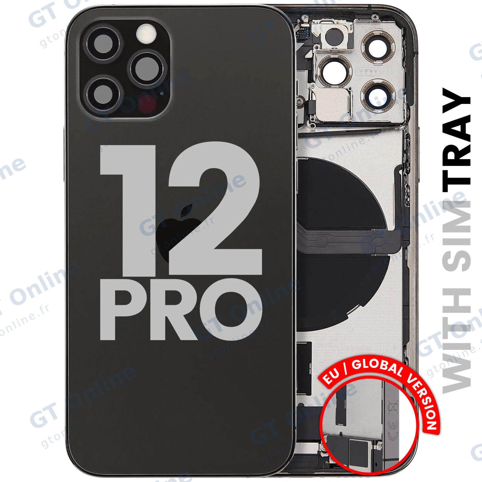 Châssis pour Apple iPhone 12 Pro (version EU, origine d'occasion — grade B, graphite)