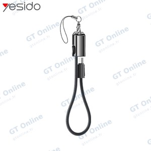 Câble Data USB-C vers USB-C Yesido CA177 Porte Clé Charge Rapide 60W Noir