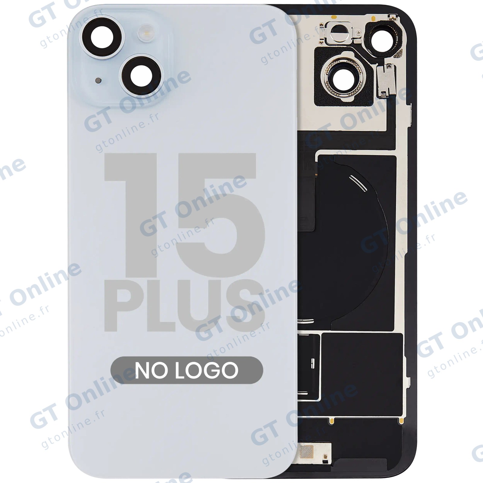 Vitre arrière pour Apple iPhone 15 Plus (sans logo, bleu) — réf. 107082130566