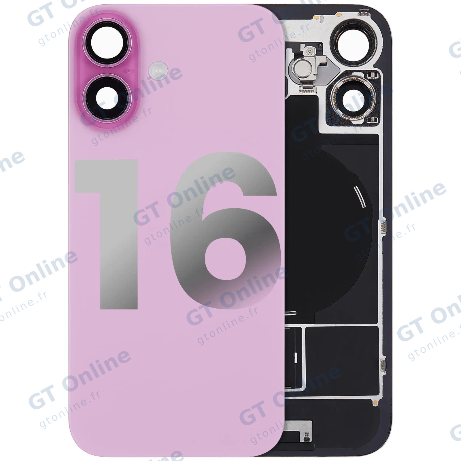 Vitre arrière pour Apple iPhone 16 (origine d'occasion — grade B, rose)