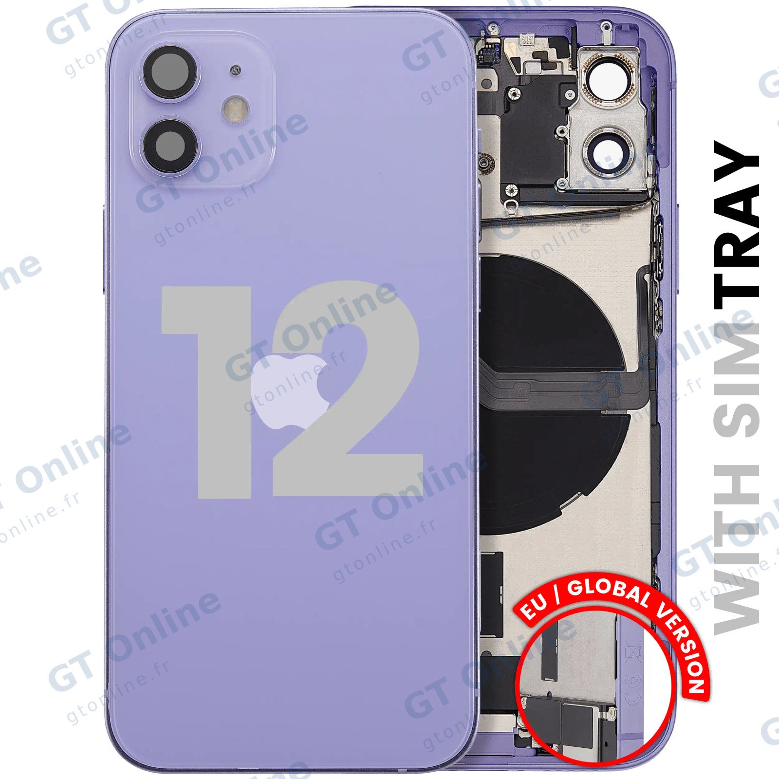 Châssis pour Apple iPhone 12 (version EU, origine d'occasion — grade B, violet)