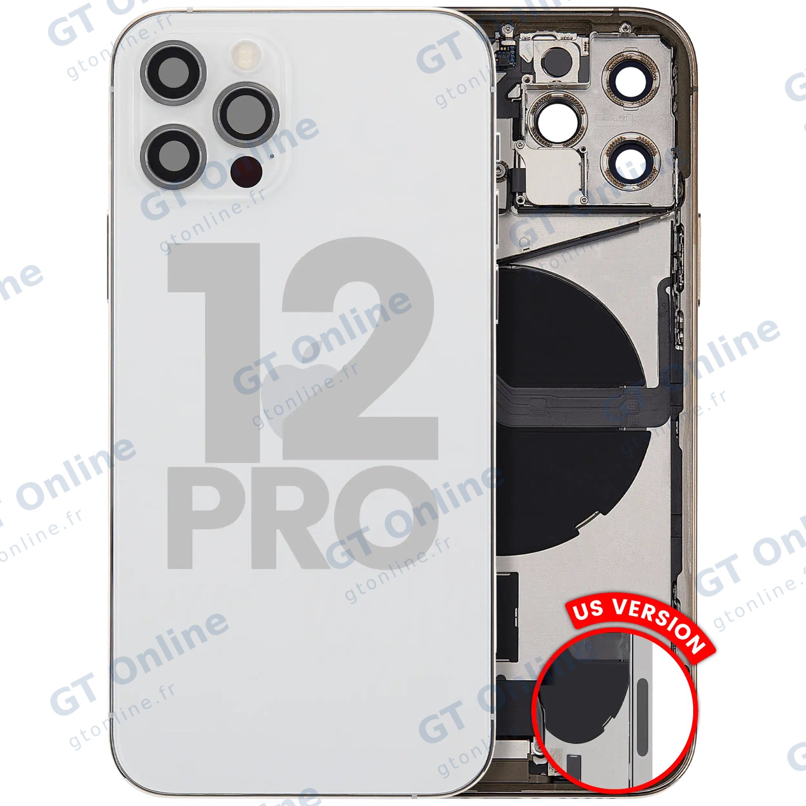 Châssis pour Apple iPhone 12 Pro (version US, origine d'occasion — grade A, argent)