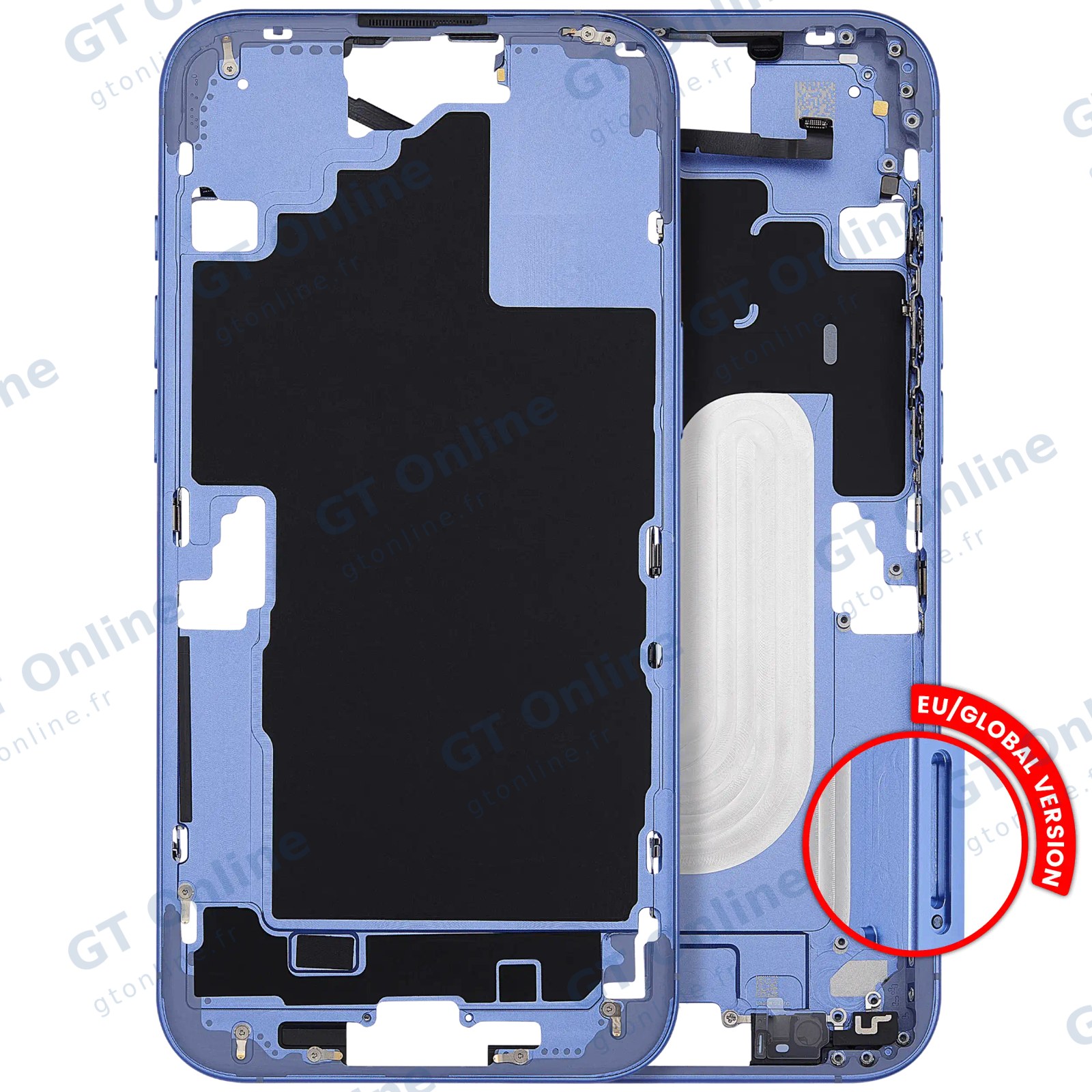 Châssis pour Apple iPhone 16 Plus (version EU, compatible premium, bleu outremer)