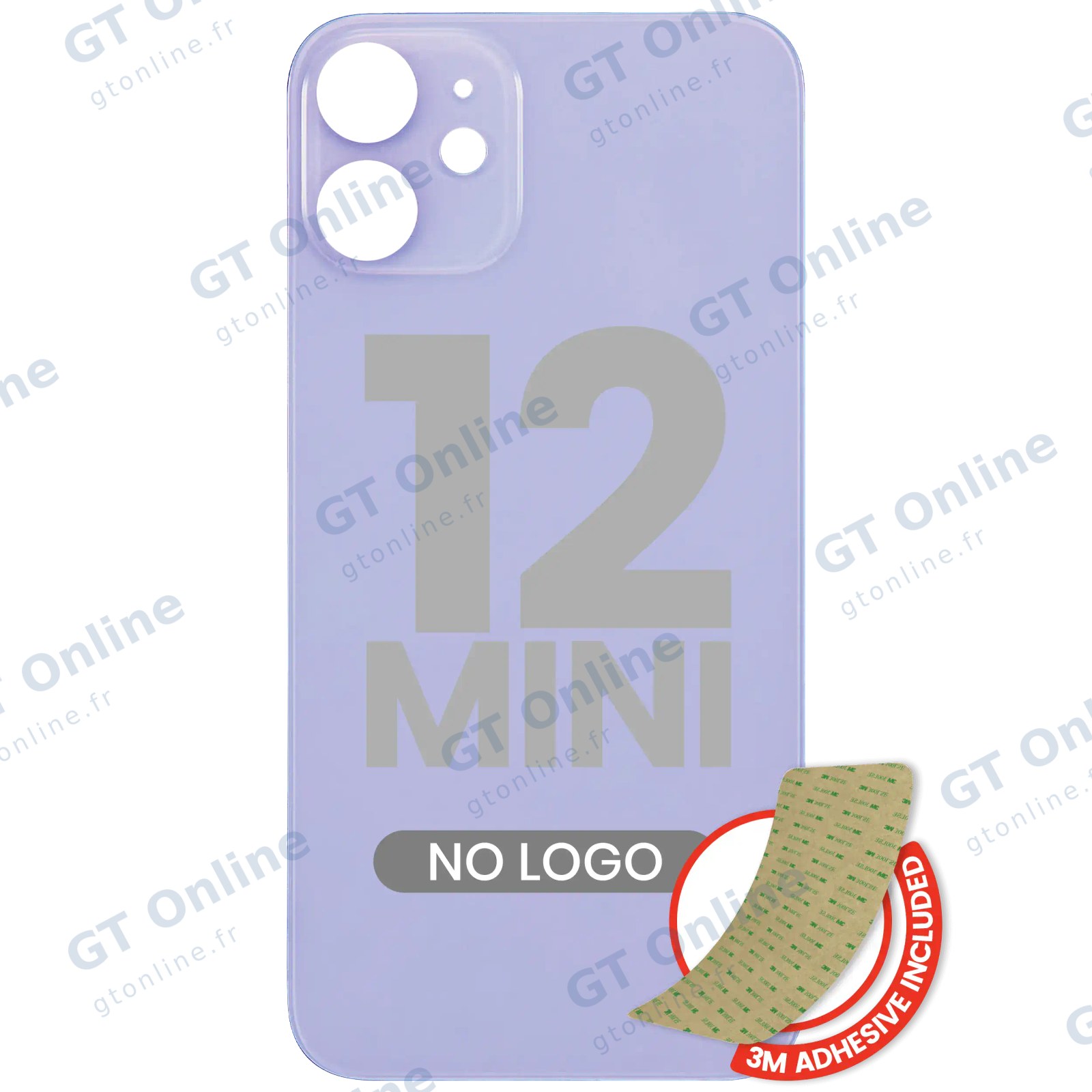 Vitre arrière pour Apple iPhone 12 Mini (No Logo / Large Camera Hole, violet)