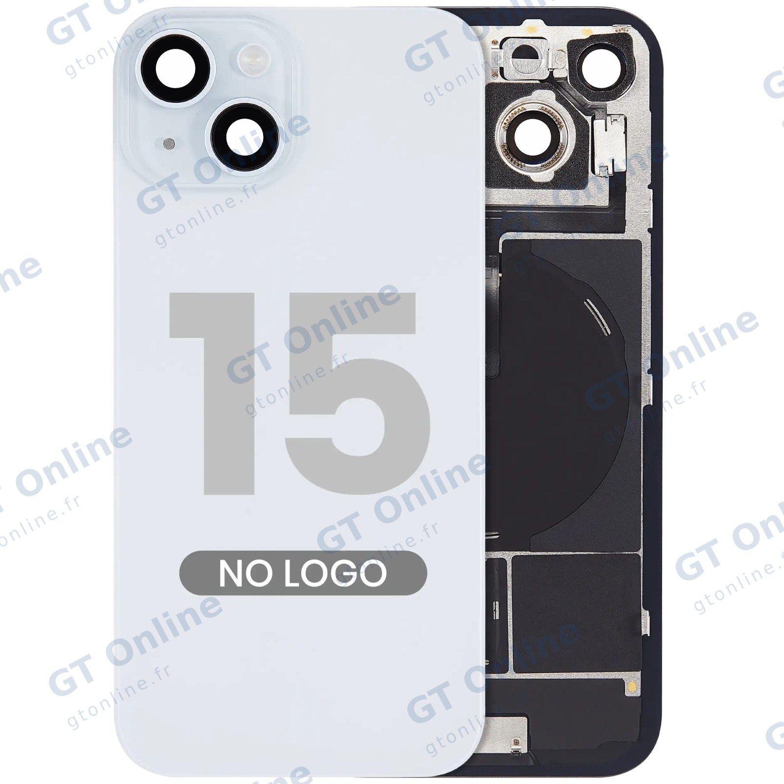 Vitre arrière pour Apple iPhone 15 (sans logo, compatible, bleu) — réf. 107082130561