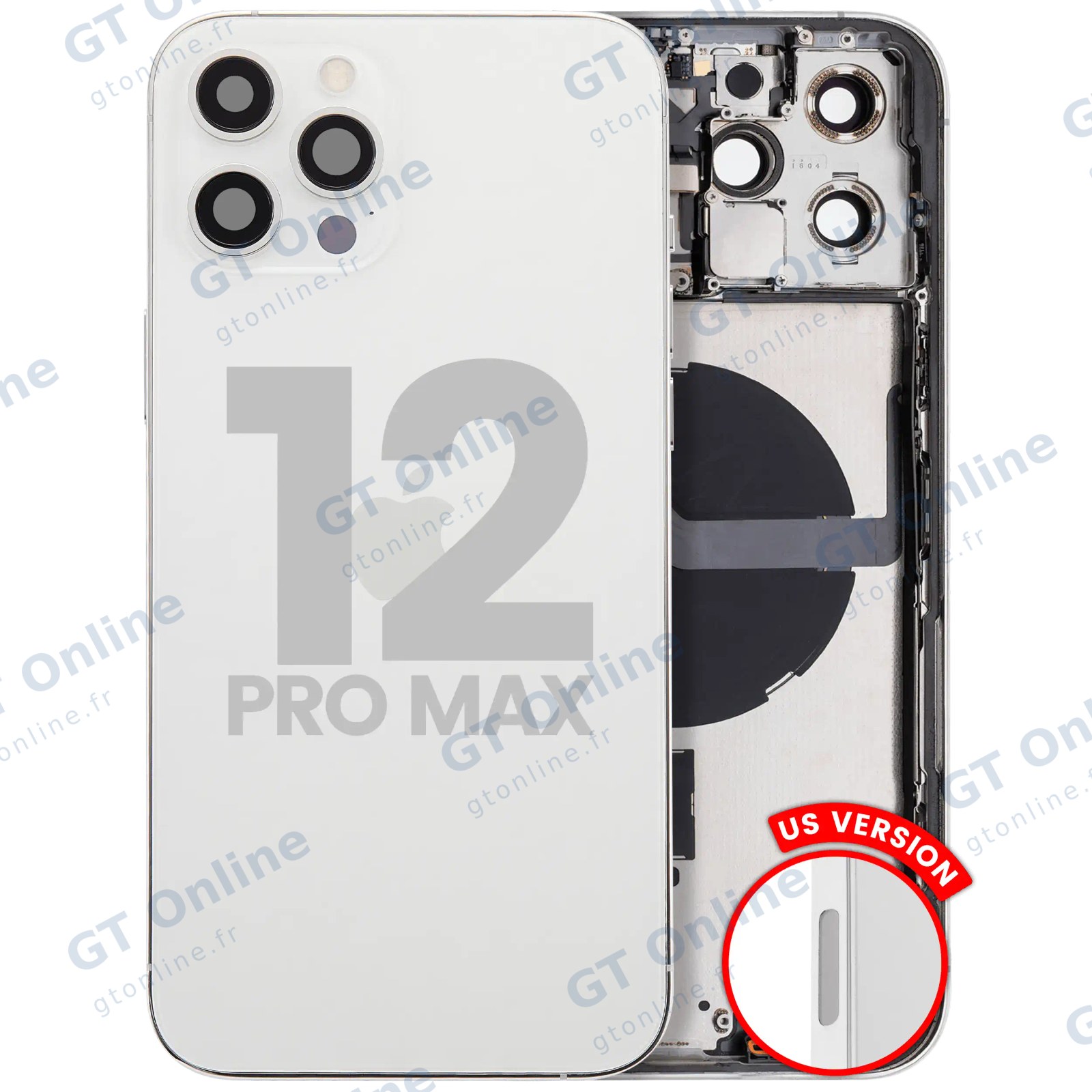 Châssis pour Apple iPhone 12 Pro Max (version US, origine d'occasion — grade A, argent)
