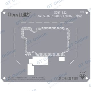 Pochoir de rebillage Qianli Bumblebee QS655 pour couche intermédiaire Samsung S22 (SM-S906U/S901U/W/O/D/E)