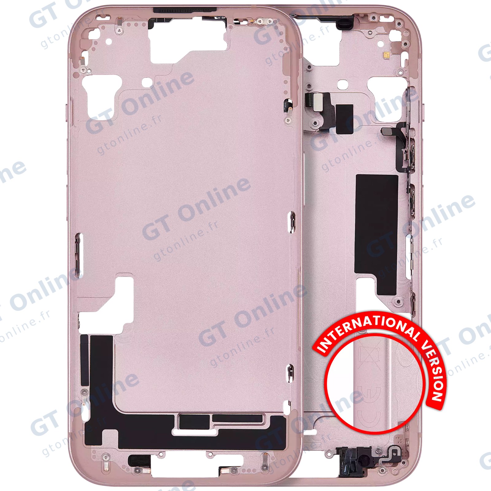 Châssis pour Apple iPhone 15 (version EU, compatible premium, rose)