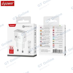 Chargeur Secteur USB d-power J8501 Blanc