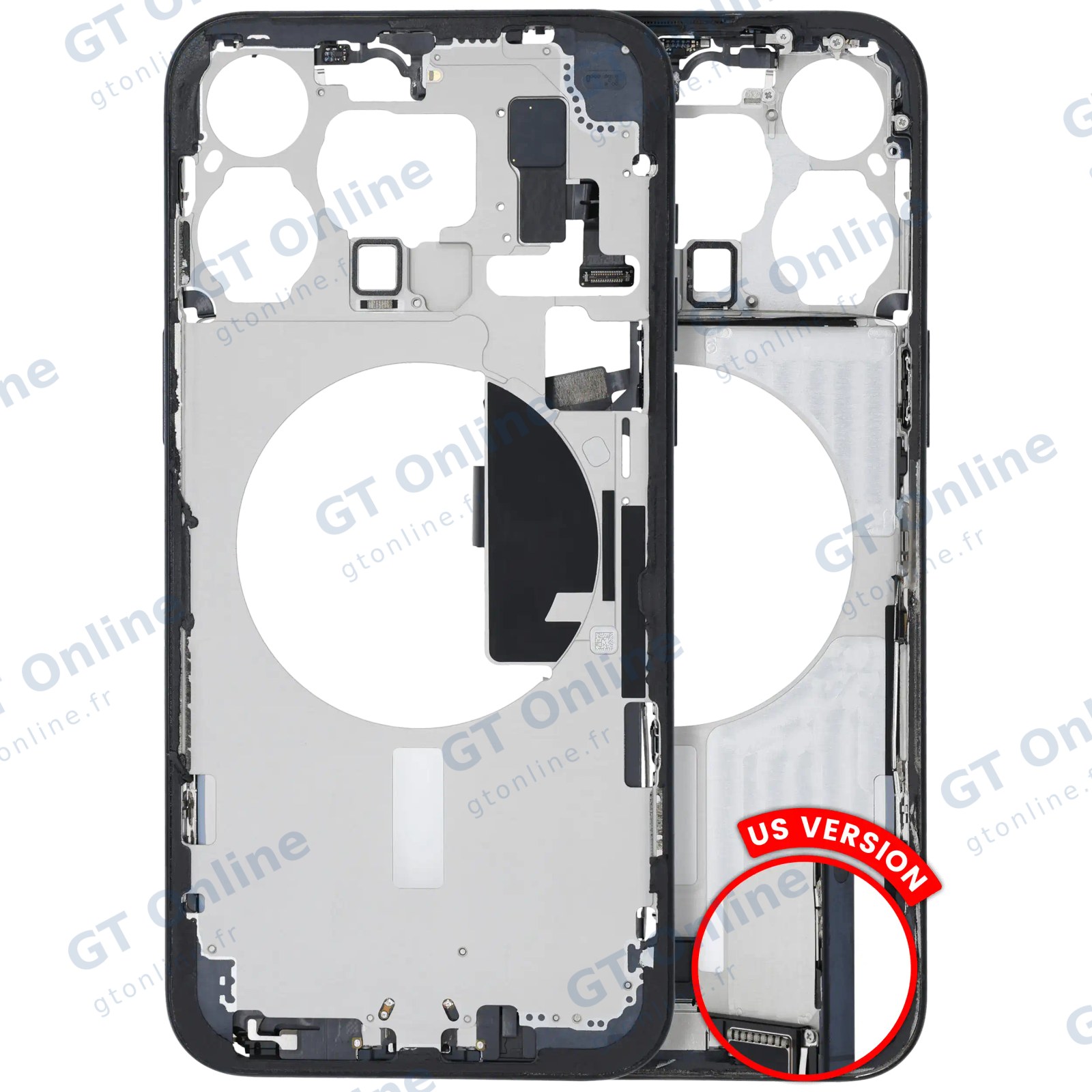 Châssis pour Apple iPhone 15 Pro Max (version US, origine d'occasion — grade B, Blue Titanium)