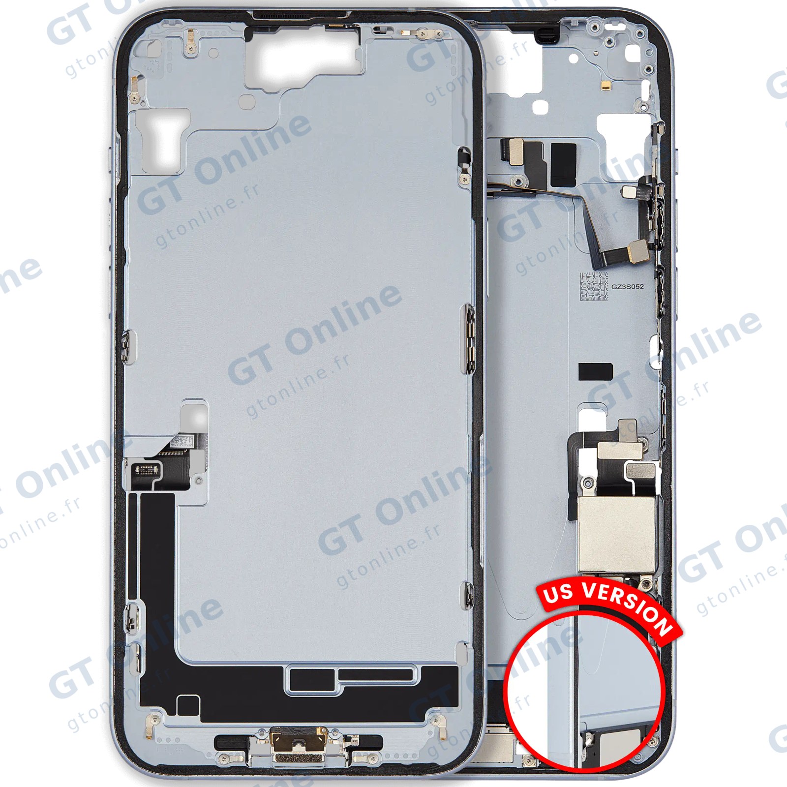 Châssis pour Apple iPhone 15 Plus (version US, origine d'occasion — grade A, bleu)