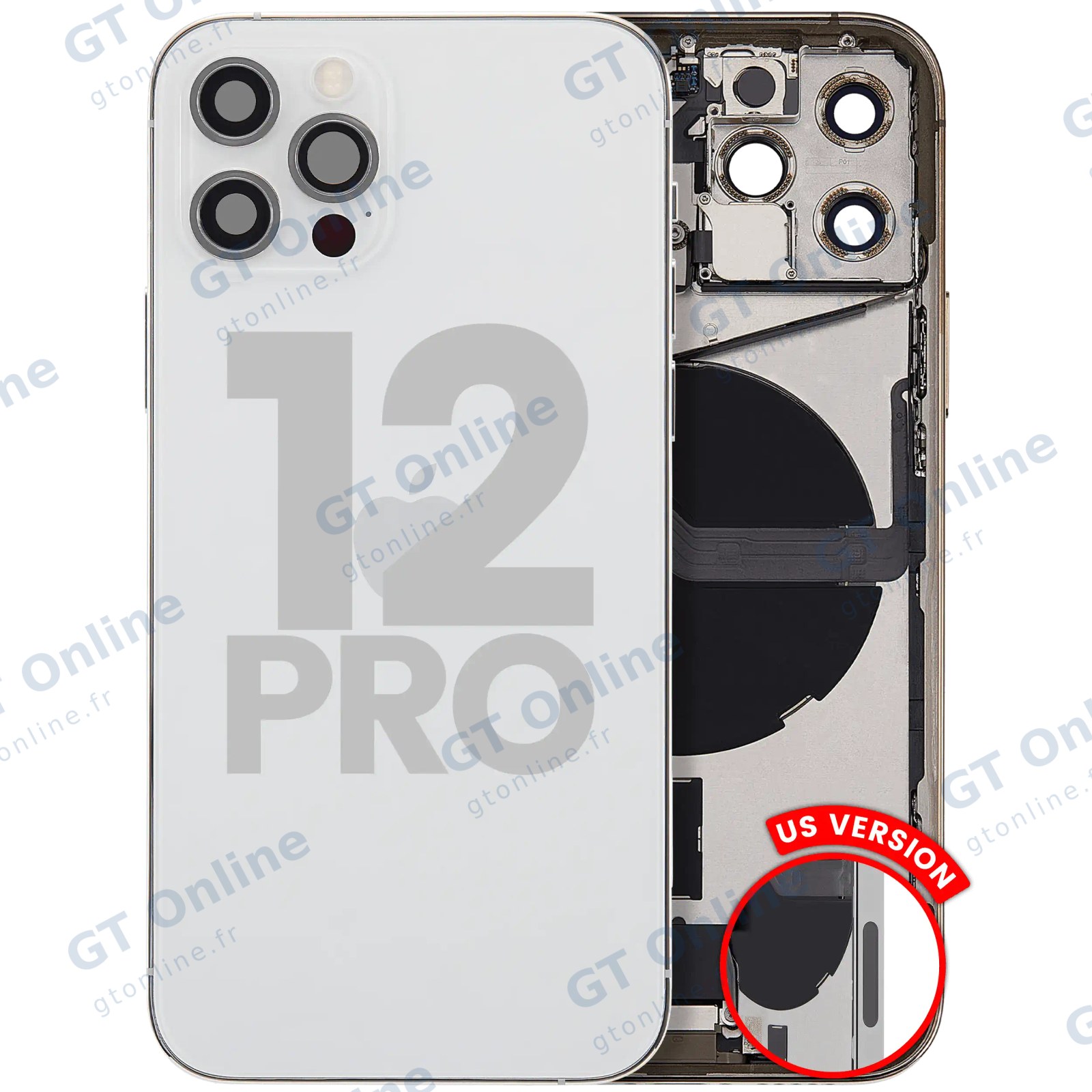 Châssis pour Apple iPhone 12 Pro (version US, origine d'occasion — grade B, argent)
