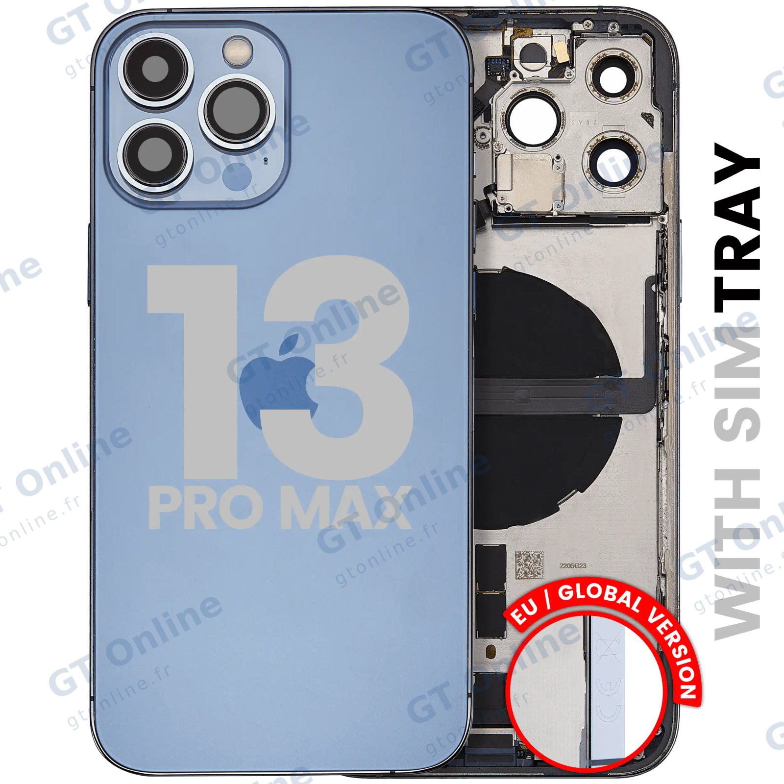 Châssis pour Apple iPhone 13 Pro Max (version EU, origine d'occasion — grade A, Sierra Blue)