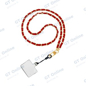 Tour de Cou Universel pour Smartphone en Cuir A7 Rouge