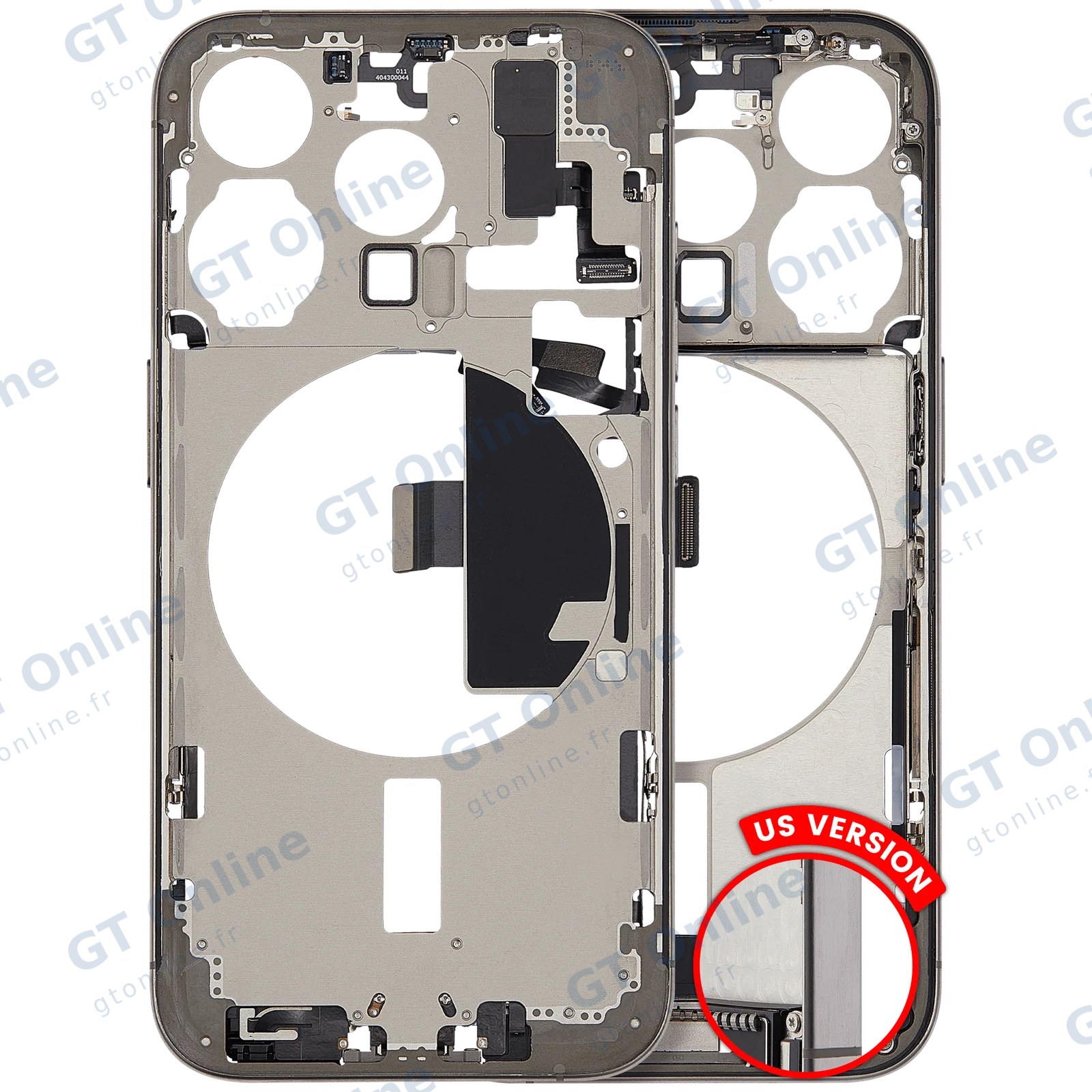 Châssis pour Apple iPhone 15 Pro (version US, origine d'occasion — grade B, titane naturel)